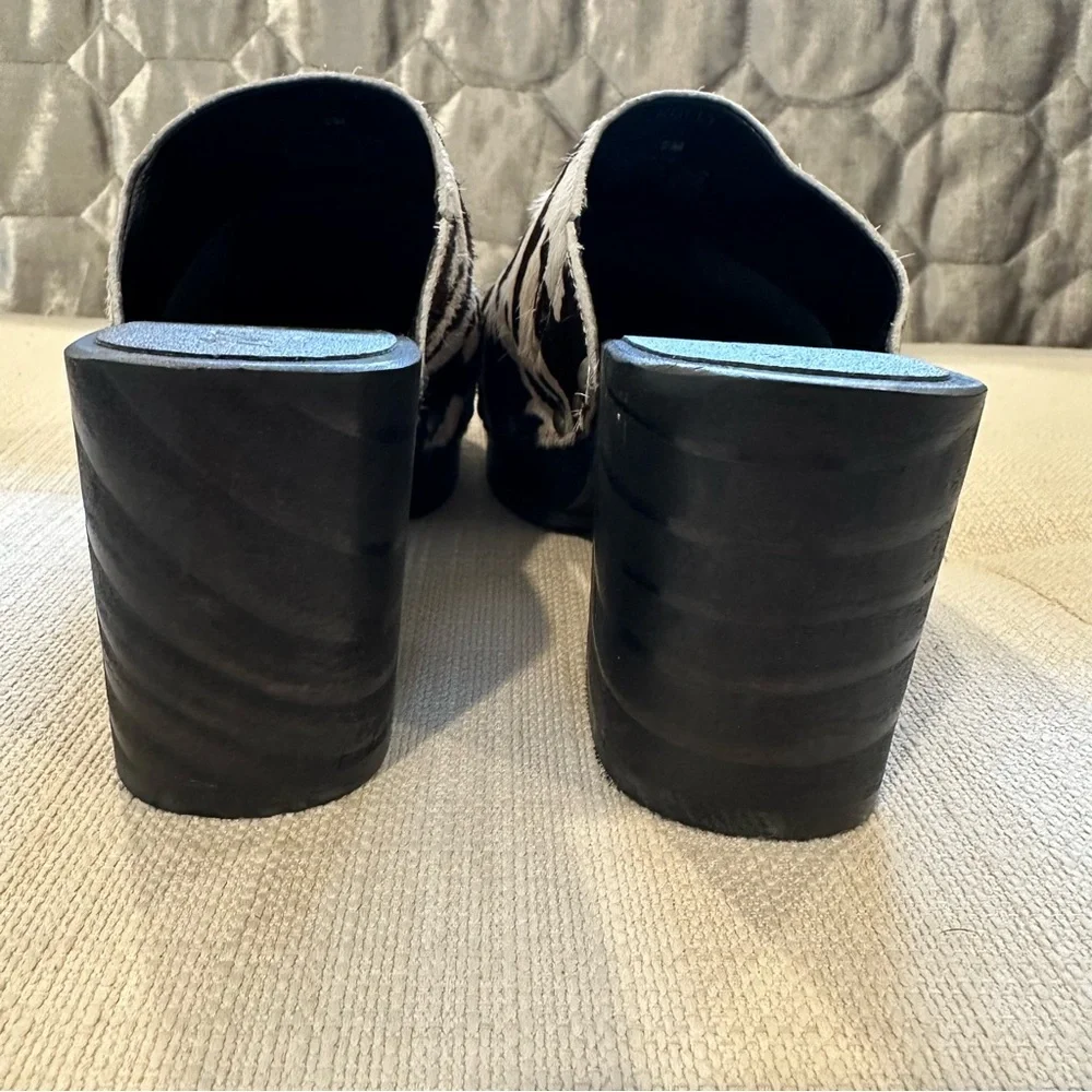 Matisse Black and White Cowhide Studded Platform Clogs - Picture 5 of 10